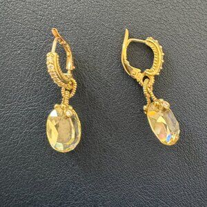 Judith Ripka--Diamond Canary Crystal 18k Yellow Gold Dangle Earrings